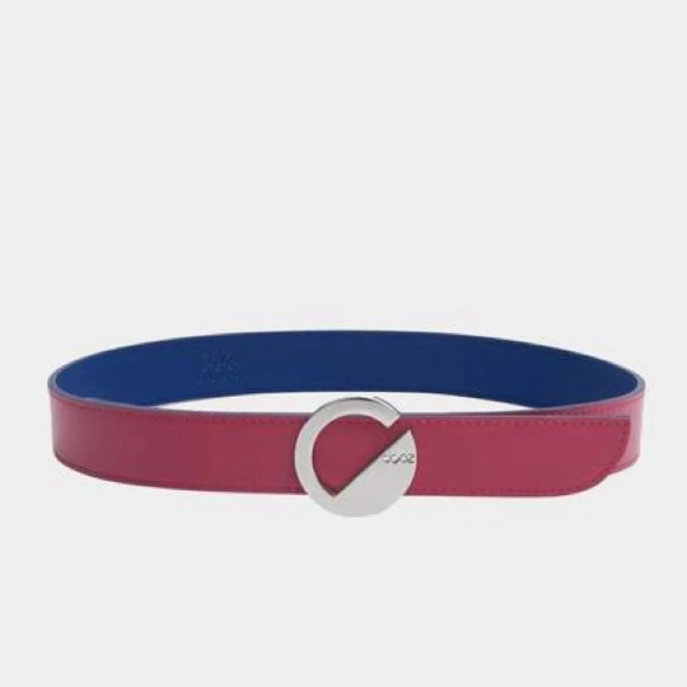 DOOZ Italian Leather Duo Belt - Reversible Cobalt/Burgundy